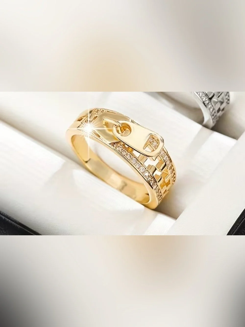 14k Gold Plated Cubic Zirconia Ziper Ring Size 7